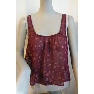 Hollister Sheer Maroon / Burgandy Floral Top